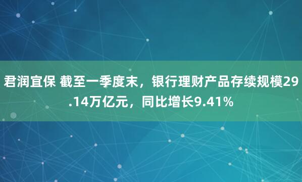 君润宜保 截至一季度末，银行理财产品存续规模29.14万亿元，同比增长9.41%